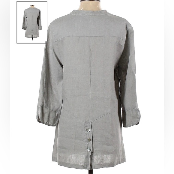 Multiples 100% Linen Long Sleeve Button Down Tunic Top. Size Small. - Picture 2 of 10